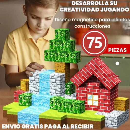 Bloques magnéticos  de construcción MINECRAFT (75 PIEZAS)